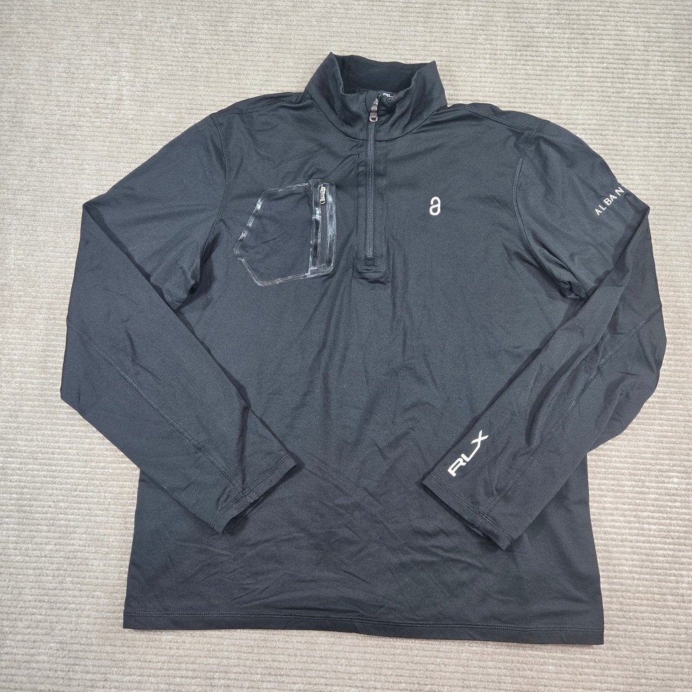 RLX Ralph Lauren Mens Large Black Quarter Zip Performance Golf Pullover 2340